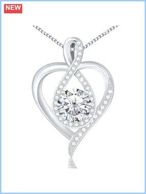925 Sterling Silver Infinity Heart Necklace Cubic Zirconia Pendant